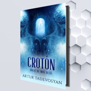 Blue book titled Croton with blue holographic humans bowing their heads as the book cover